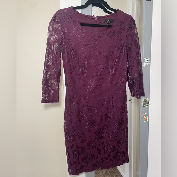 Lulus Purple Long Sleeve Bodycon Lace Dress, Size Small - Picture 3 of 4